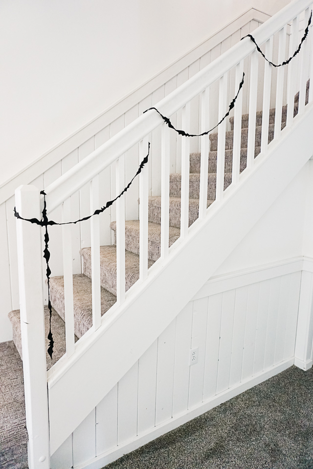 diy bat garland on banister