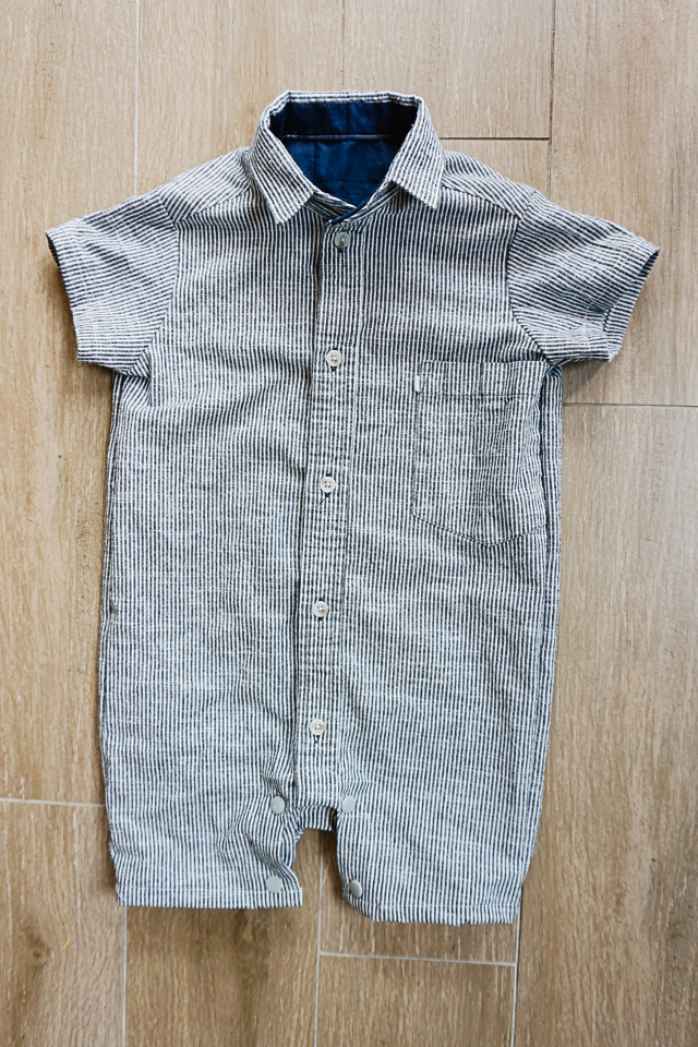 upcycled men's shirt romper pattern