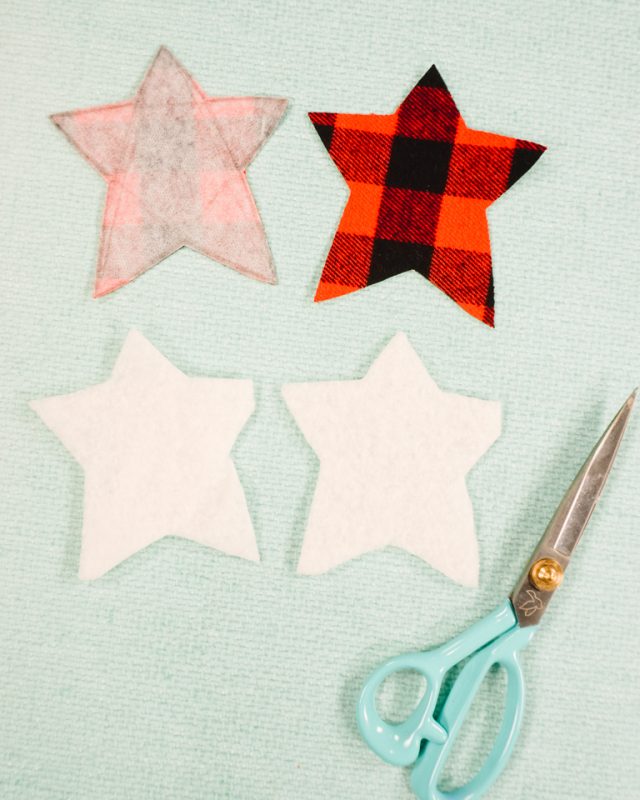 cut out two star batting pieces