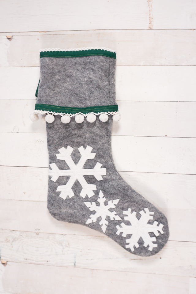 felt snowflake christmas stocking