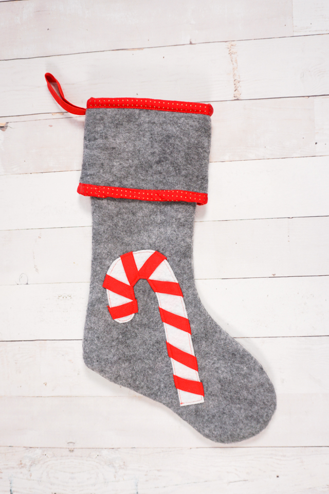 felt peppermint stick christmas stocking