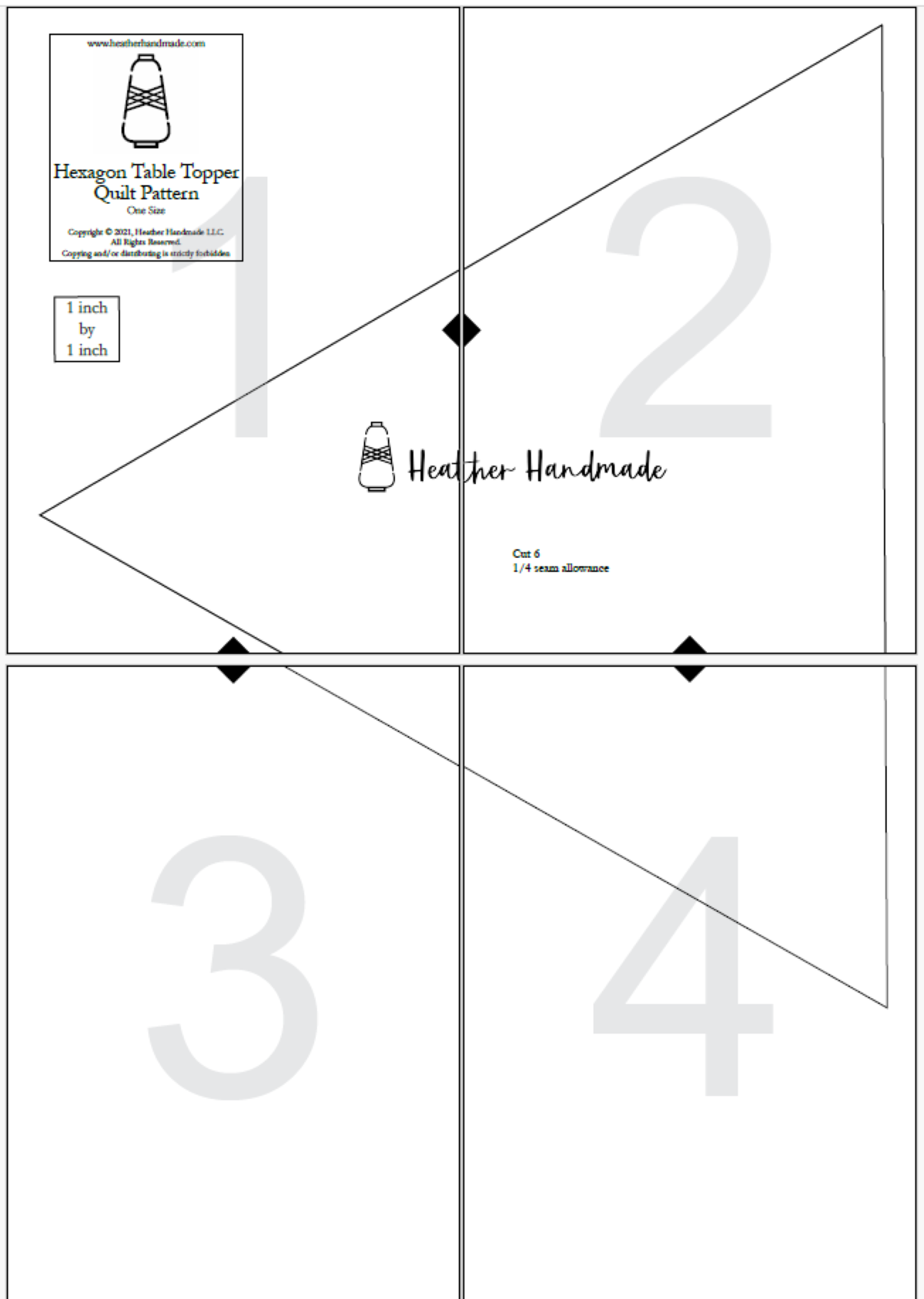 hexagon table topper pattern layout