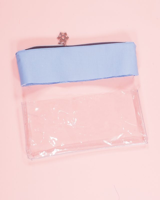 line up top of zipper pouch with bottom of zipper pouch