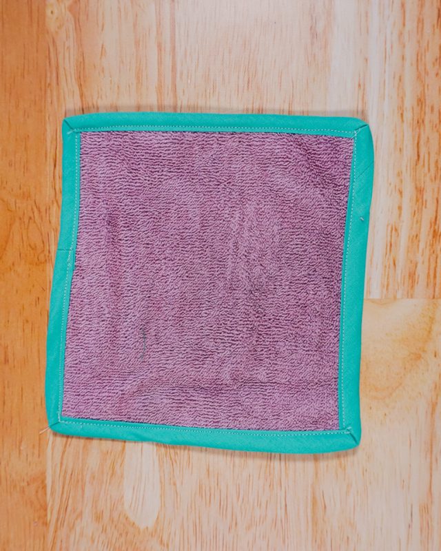 bias bind the washcloth edges