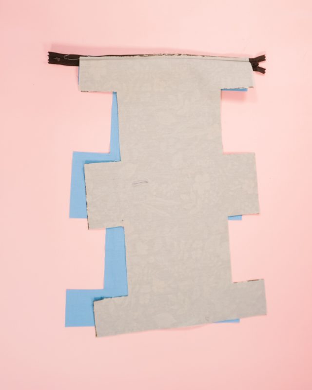 sew canvas to right side of zipper and lining to wrong side of zipper