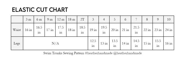 swim trunks elastic cut chart