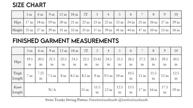 swim trunks measurements