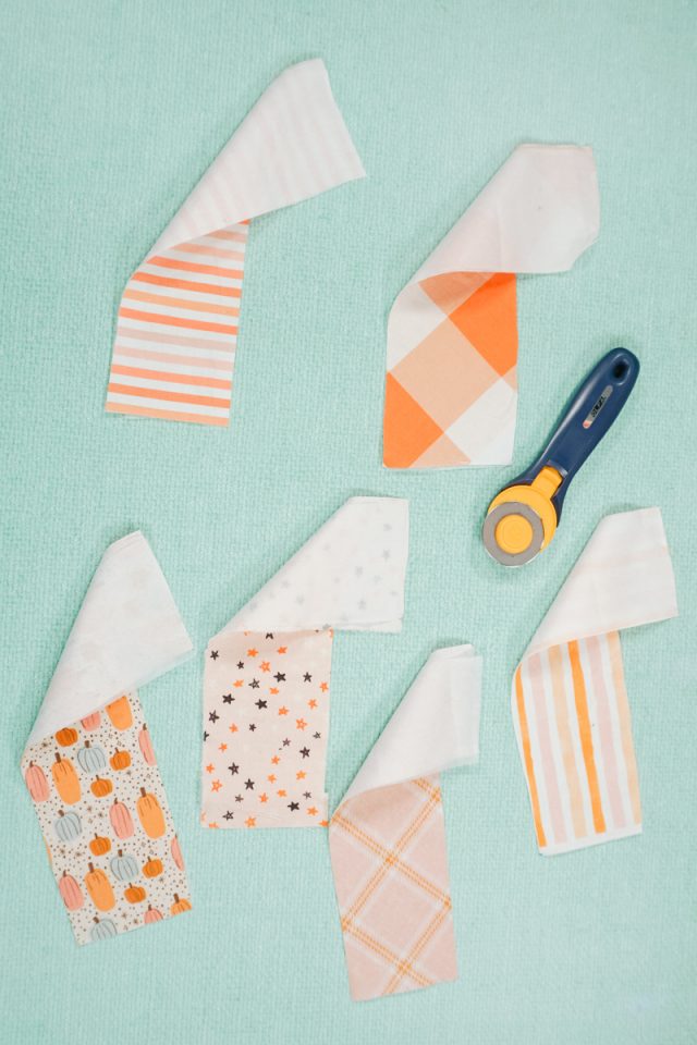 cut out fabric rectangles