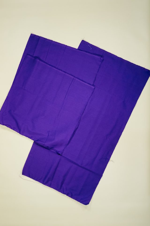 cut three pieces of purple fabric