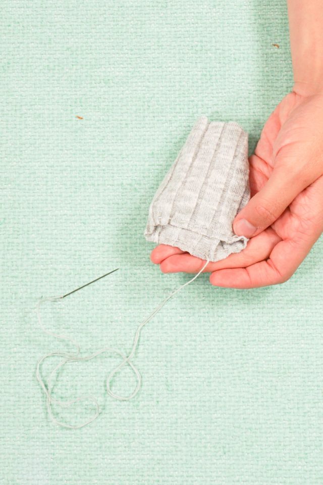 sew a long stitch around one opening