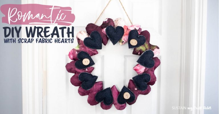scrap fabric heart wreath tutorial