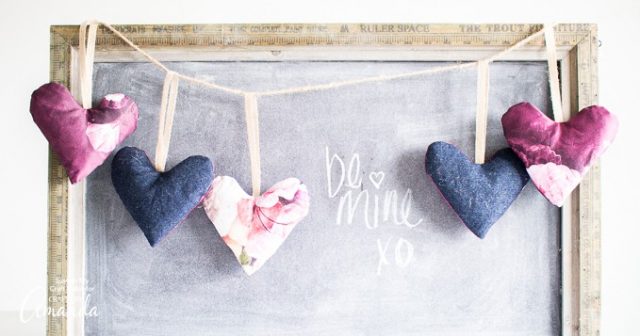 fabric scrap heart garland