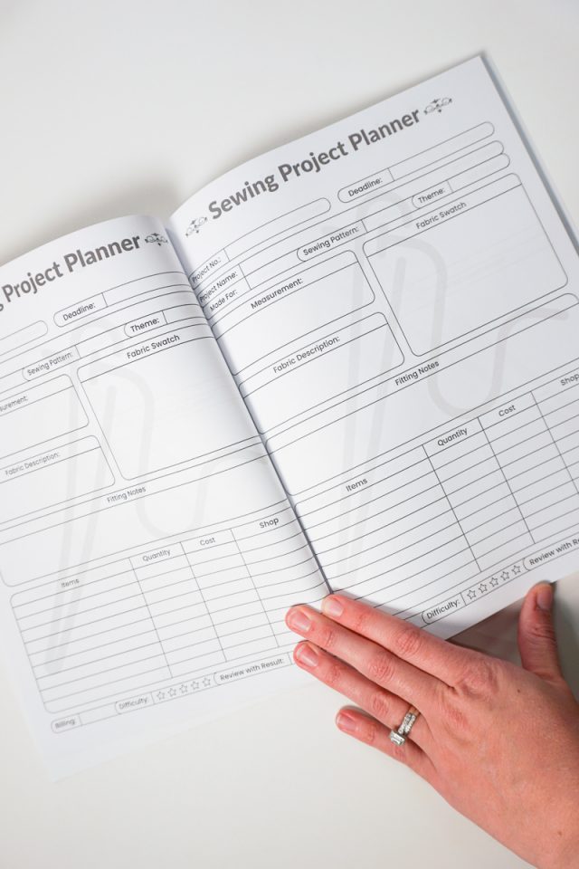 inside sewing project planner