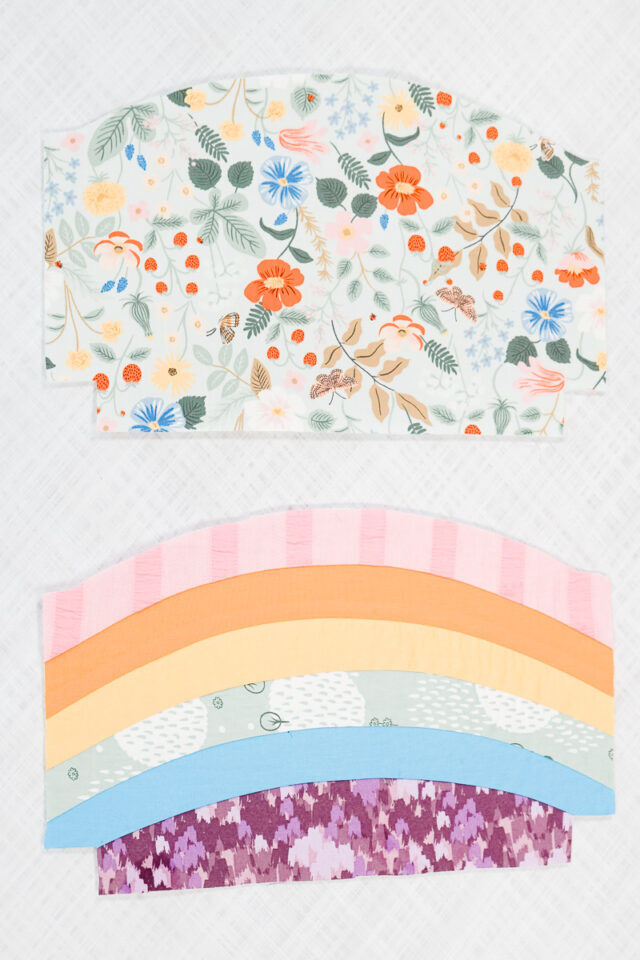 front and back of the curved top zipper pouch