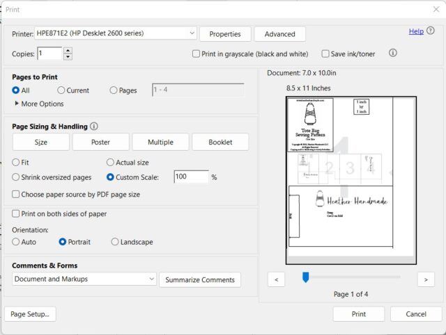 how to print a pdf pattern