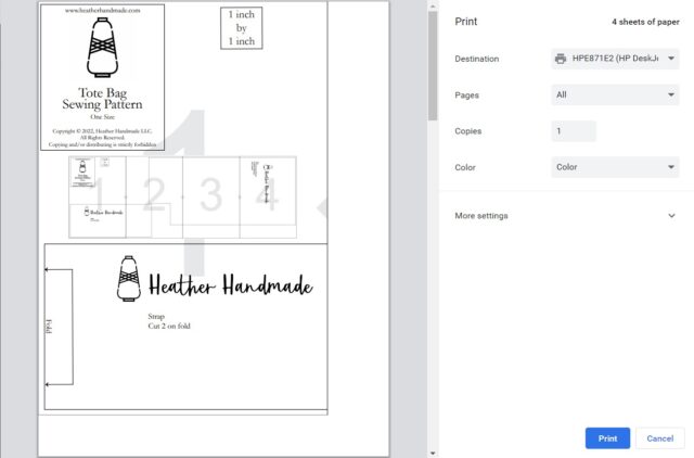 how to print a pdf pattern