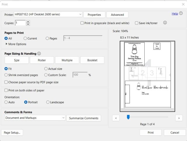 how to print a pdf pattern