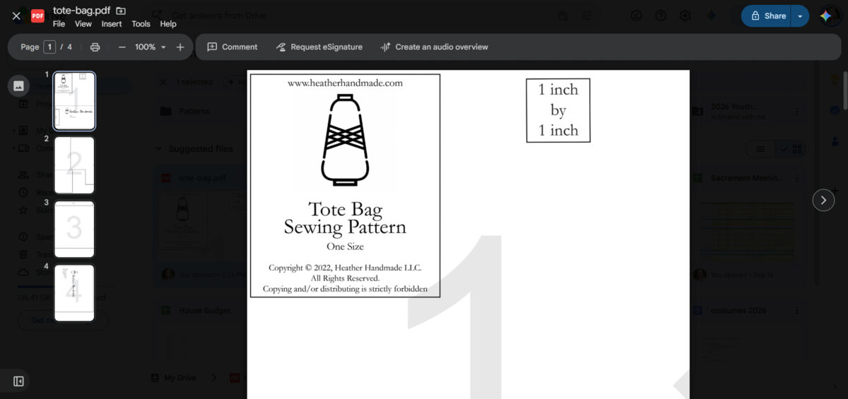 open a PDF pattern