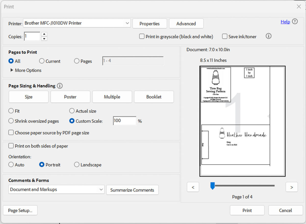 how to print a pdf pattern