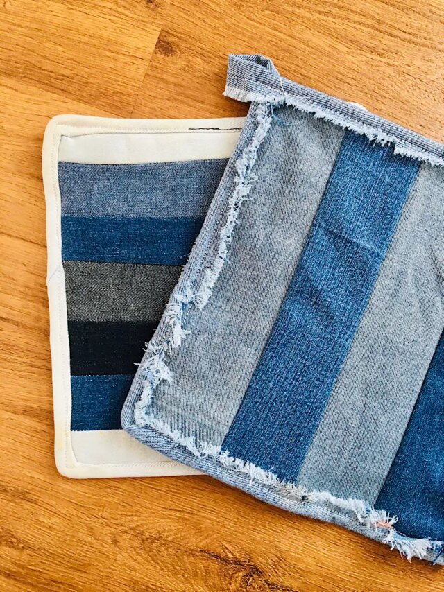 diy distressed denim pot holder