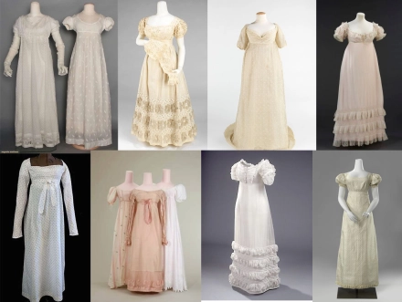 white regency style dresses