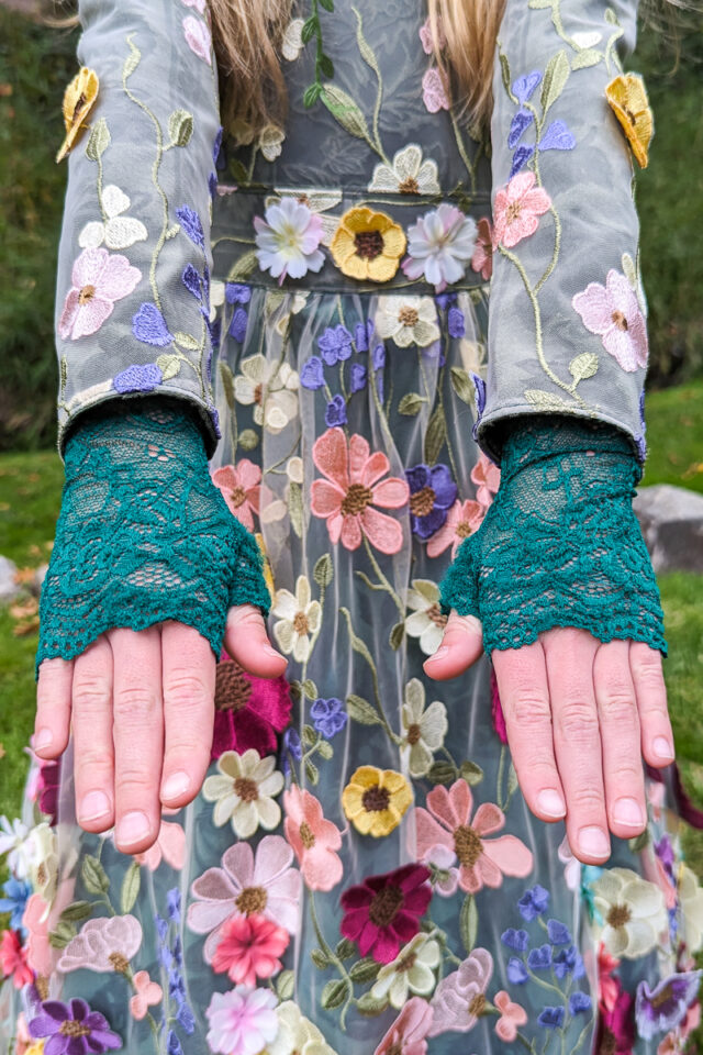 diy mother earth costume fingerless gloves