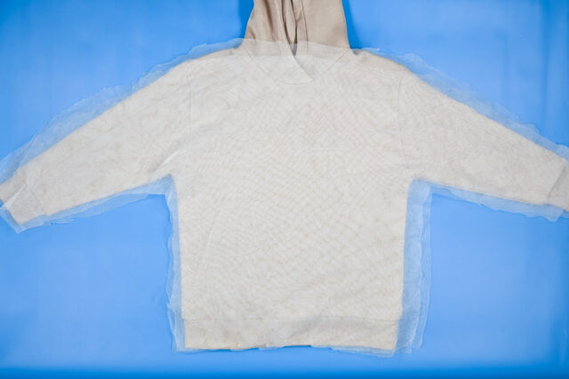 cut mesh bigger than hoodie and pants