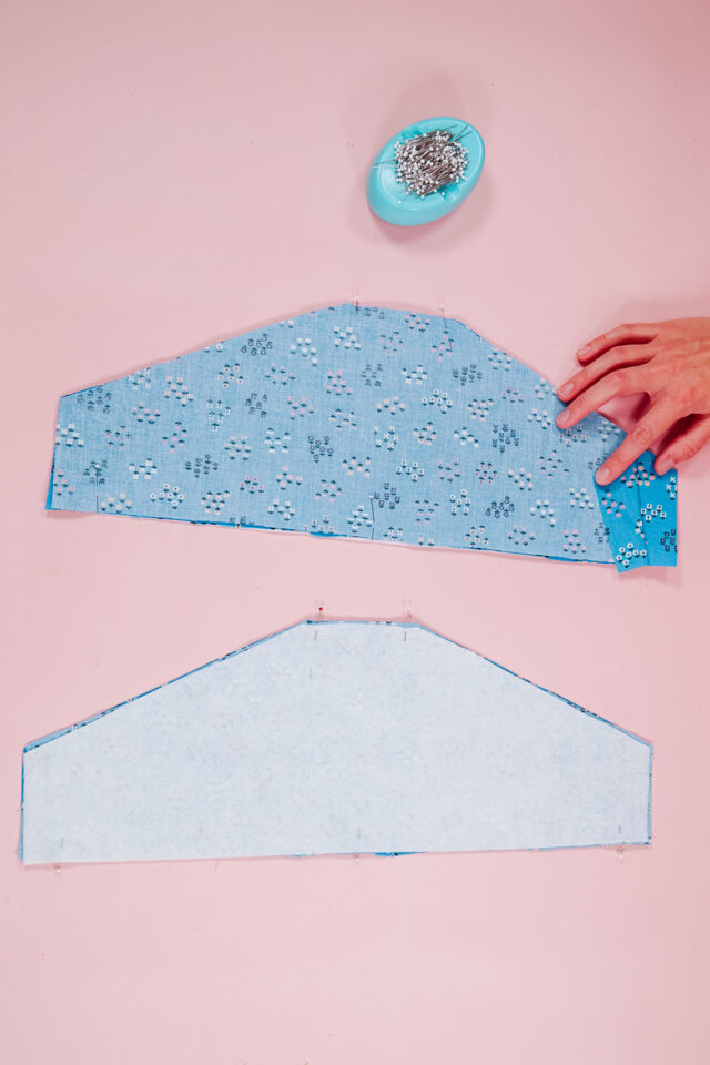 place fabric and fusible fleece right sides together