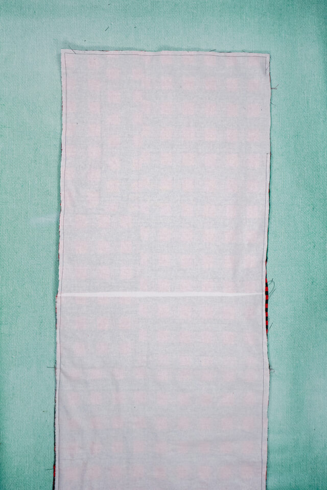 place rectangles right sides together and sew. leave hole.