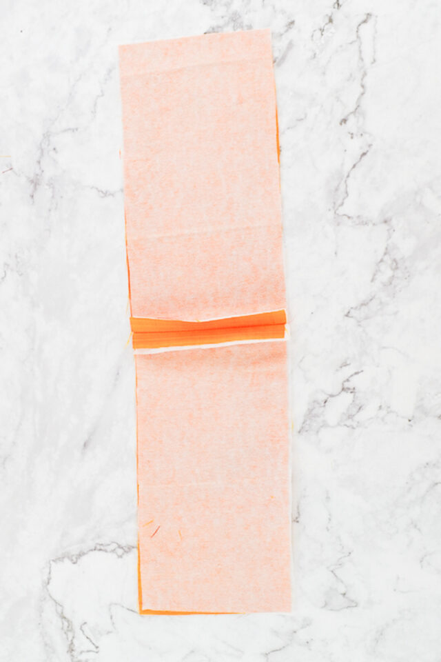 sew fabric into long rectangle
