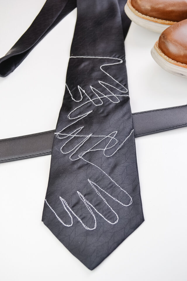 Father's Day Tie Sewing Craft - Simple Embroidered Tie