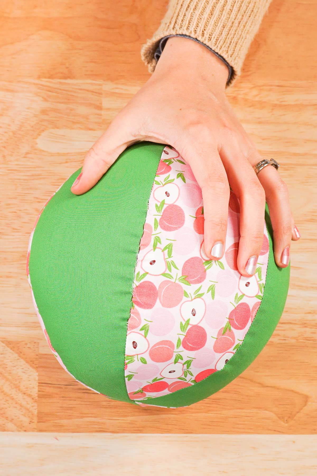 hand stitch the ball closed