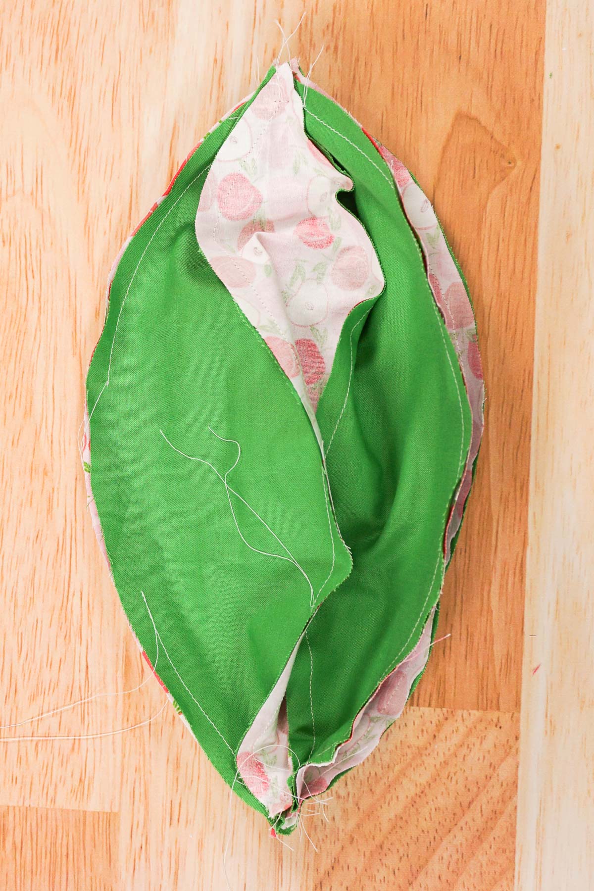 sew around ball but leave a hole for turning