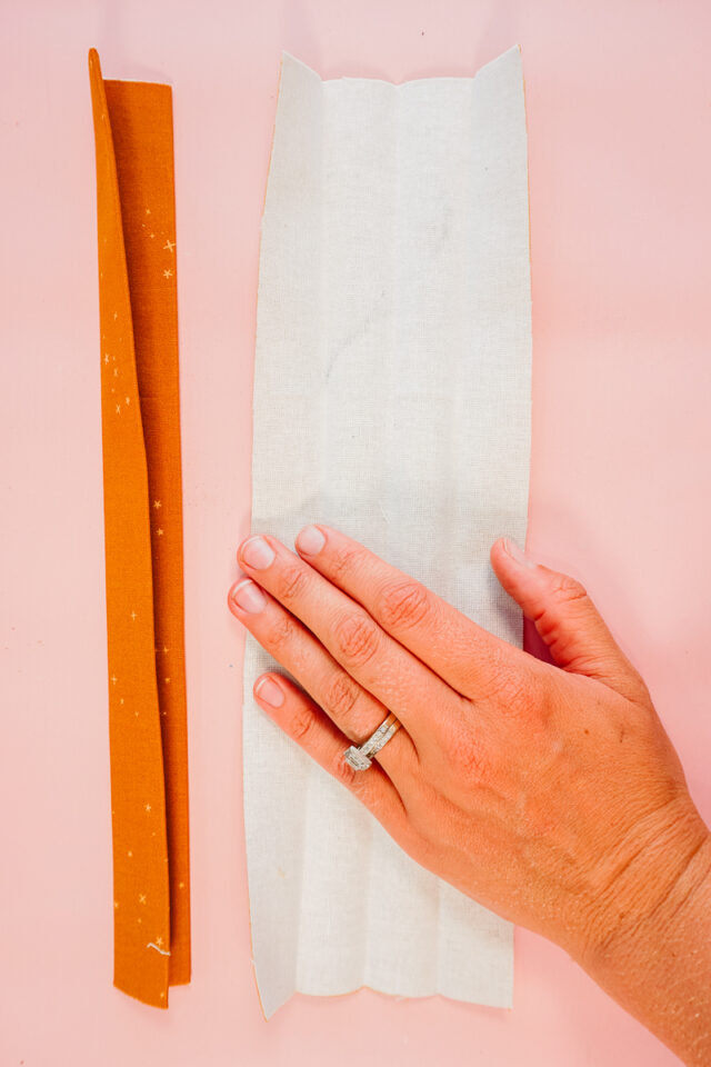 press three folds into handle