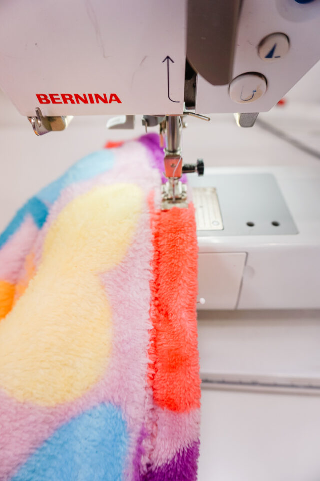 sew three sides together. stop sewing around zipper.