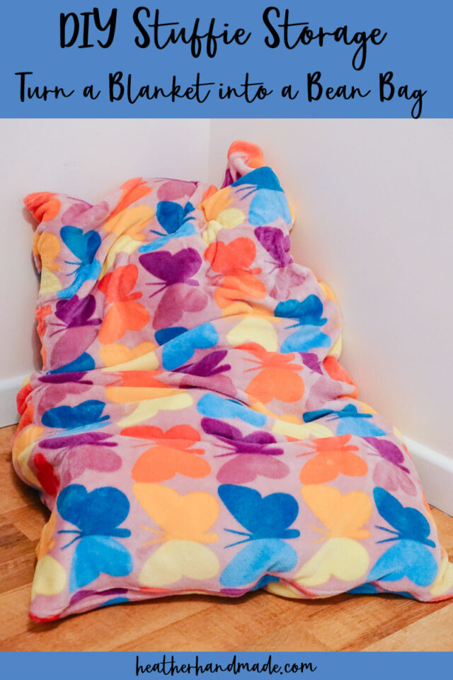 DIY Stuffie Storage: Bean Bag from a Blanket