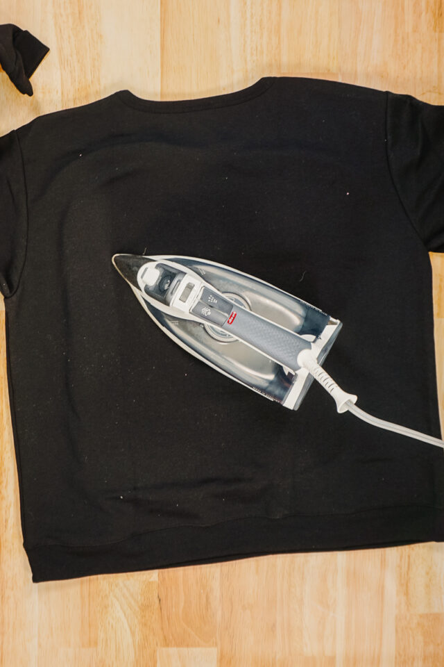 iron the back of the sweatshirt to finish