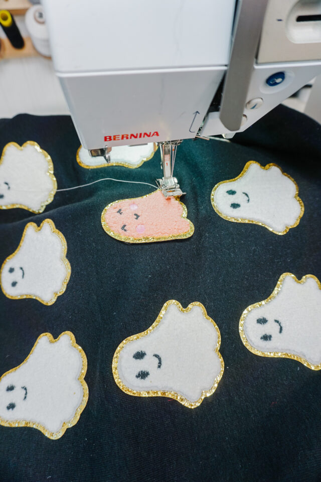 sew around each patch to secure