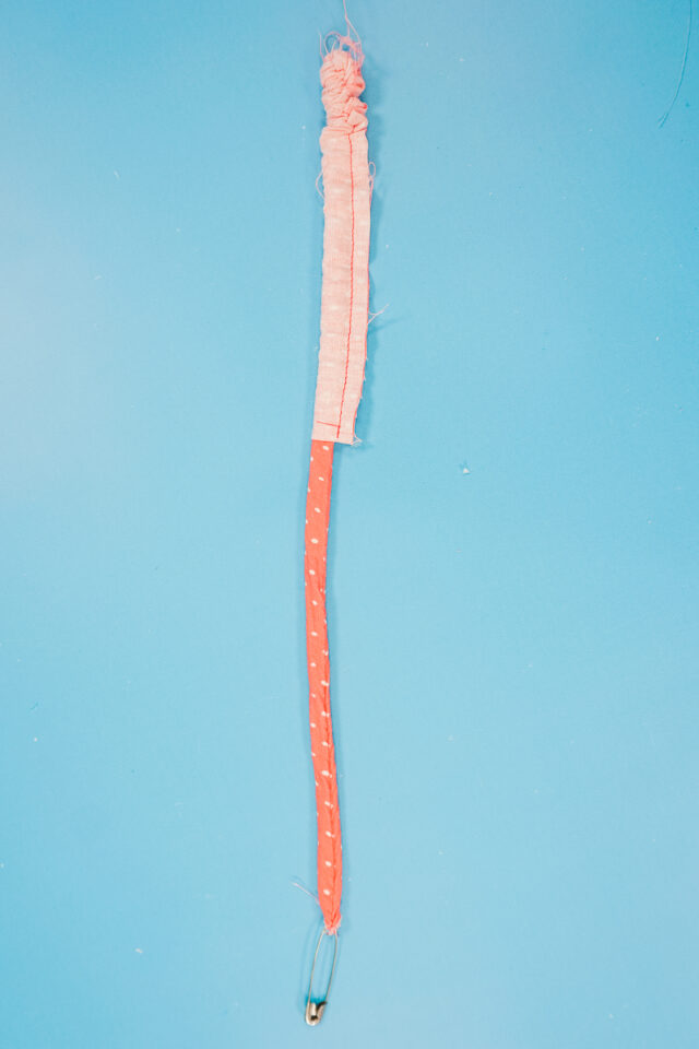 turn tube right side out with safety pin