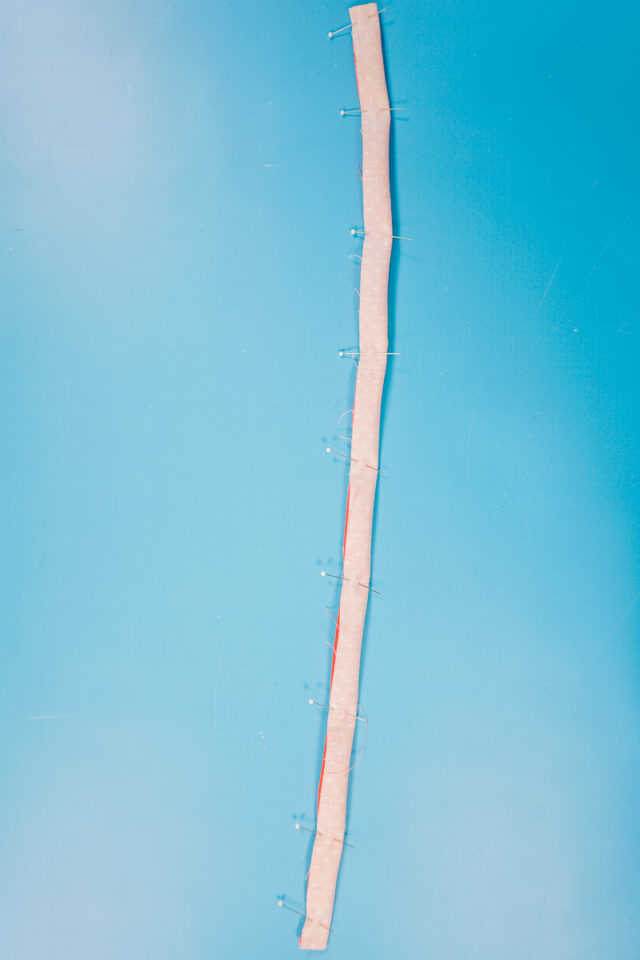match long edges of rectangle right sides together