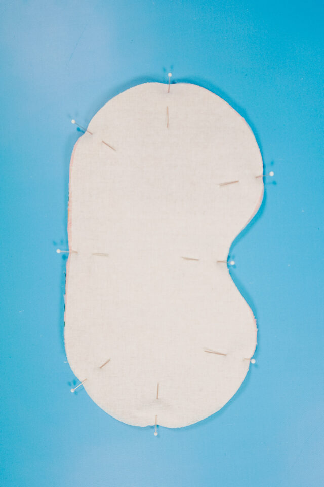 pin sleep mask pieces right sides together