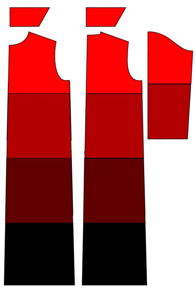 sew sections together to create the robe pieces