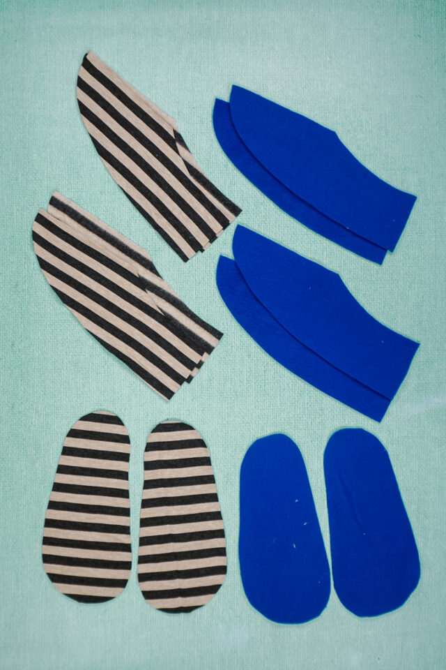 cut out slipper pieces