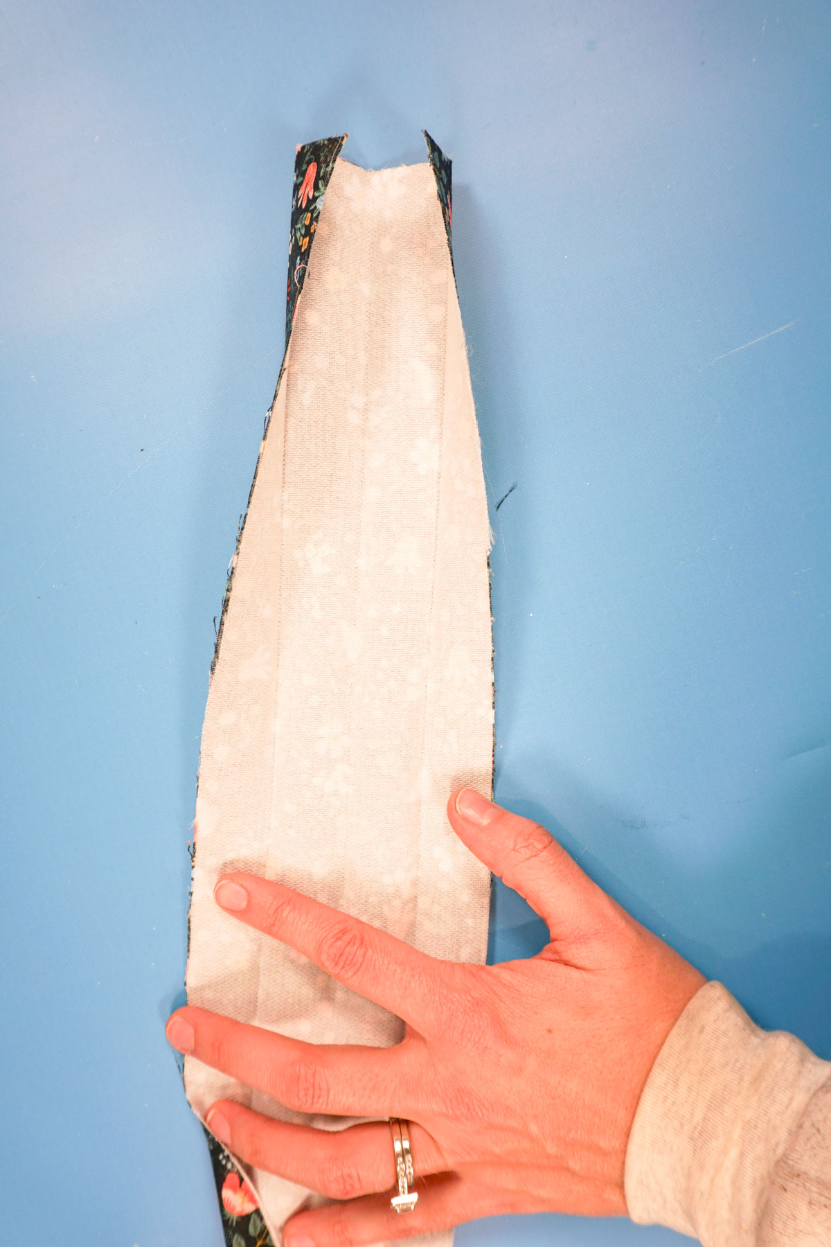 iron three folds into rectangle