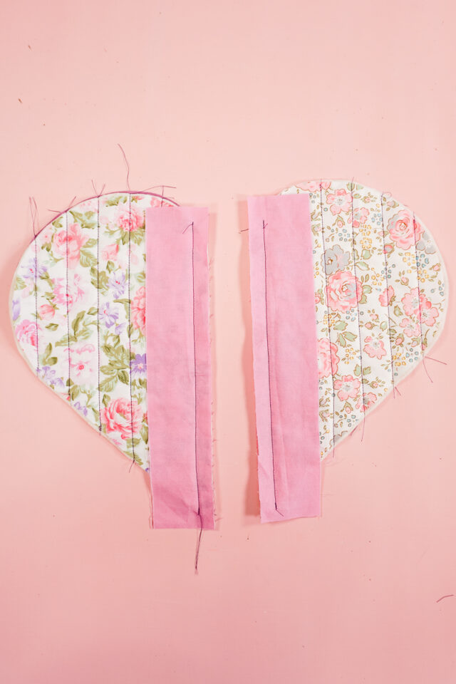 sew edge pieces onto straight edge of pockets