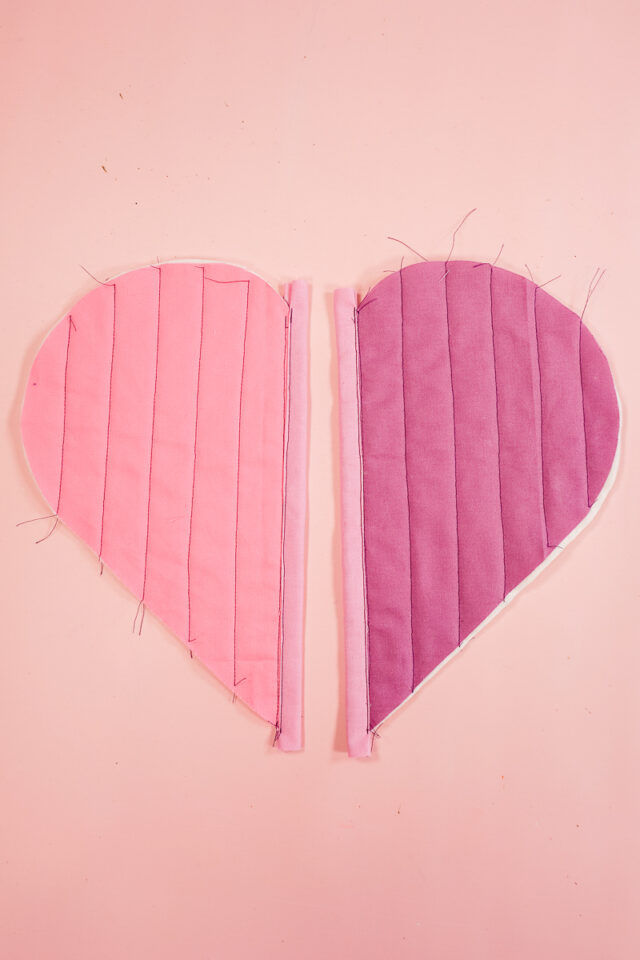 wrap edge pieces around straight edges and sew in place