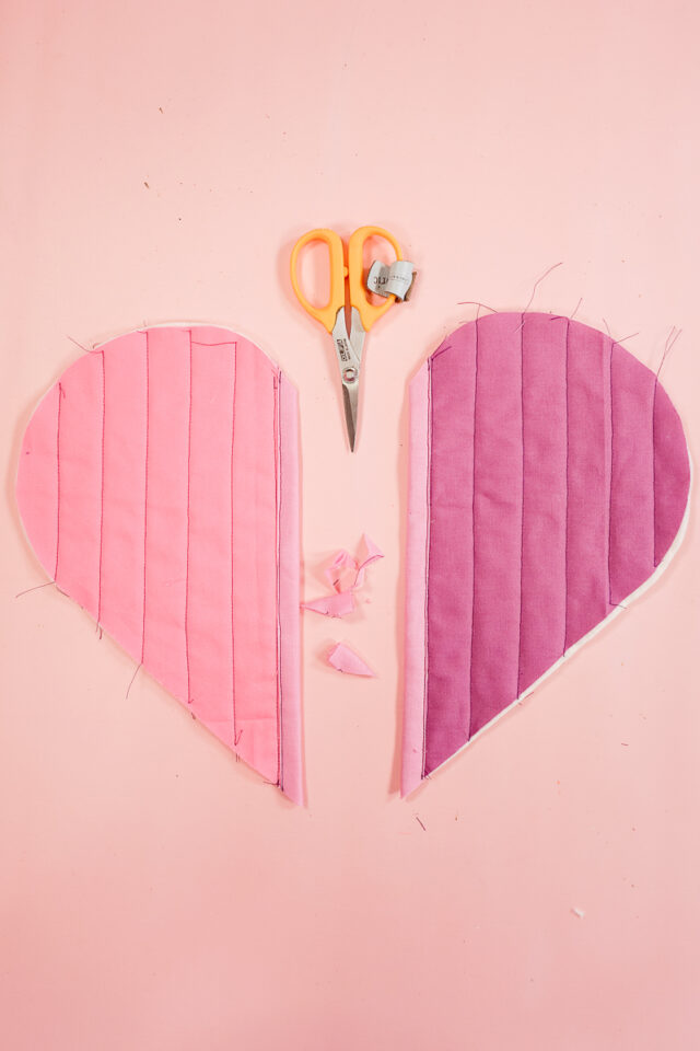 trim binding to match heart shape