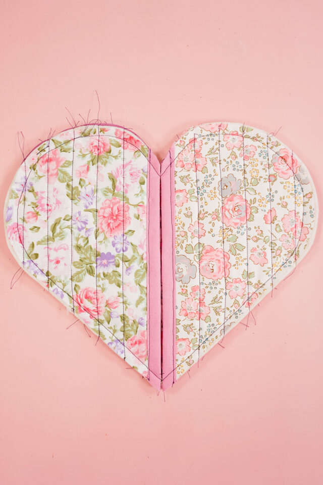 sew pocket and heart together all the way around