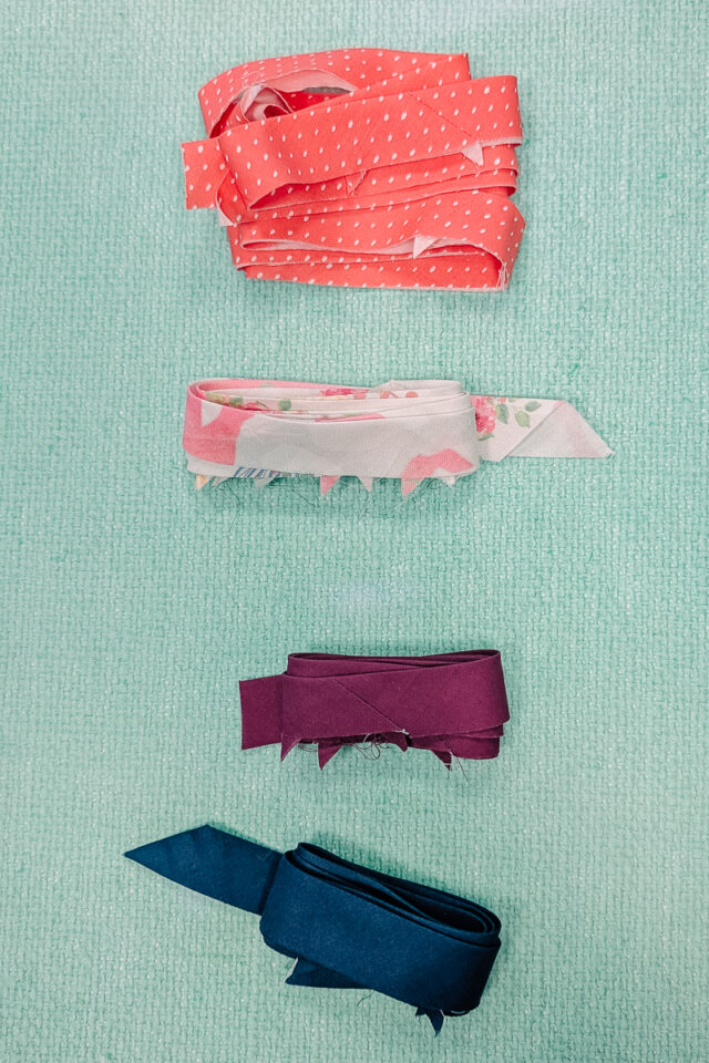 scraps of fabric into bias binding