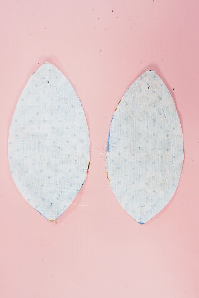 sew two pieces right sides together between marks